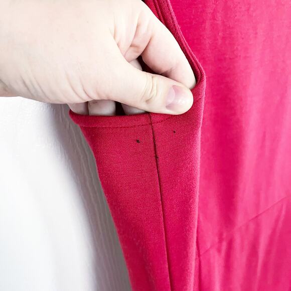 Boden Jeweled Neckline Red Ponte Knit Sheath Dress - Picture 7 of 7